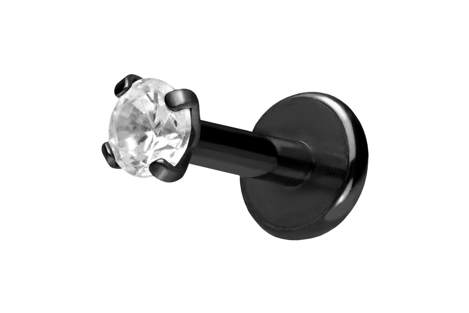 Titan Labret Piercing mit Push Fit EINGEFASSTER KRISTALL